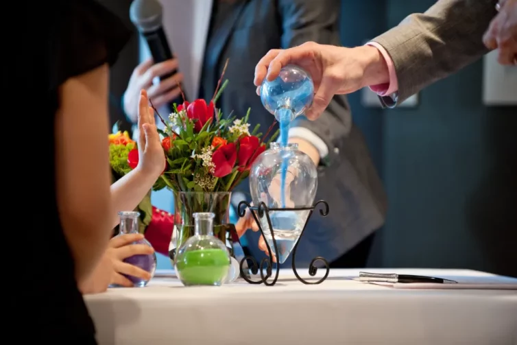 Sand ceremony at vow renewal, Hotel Arts Kensington, Calgary, AB